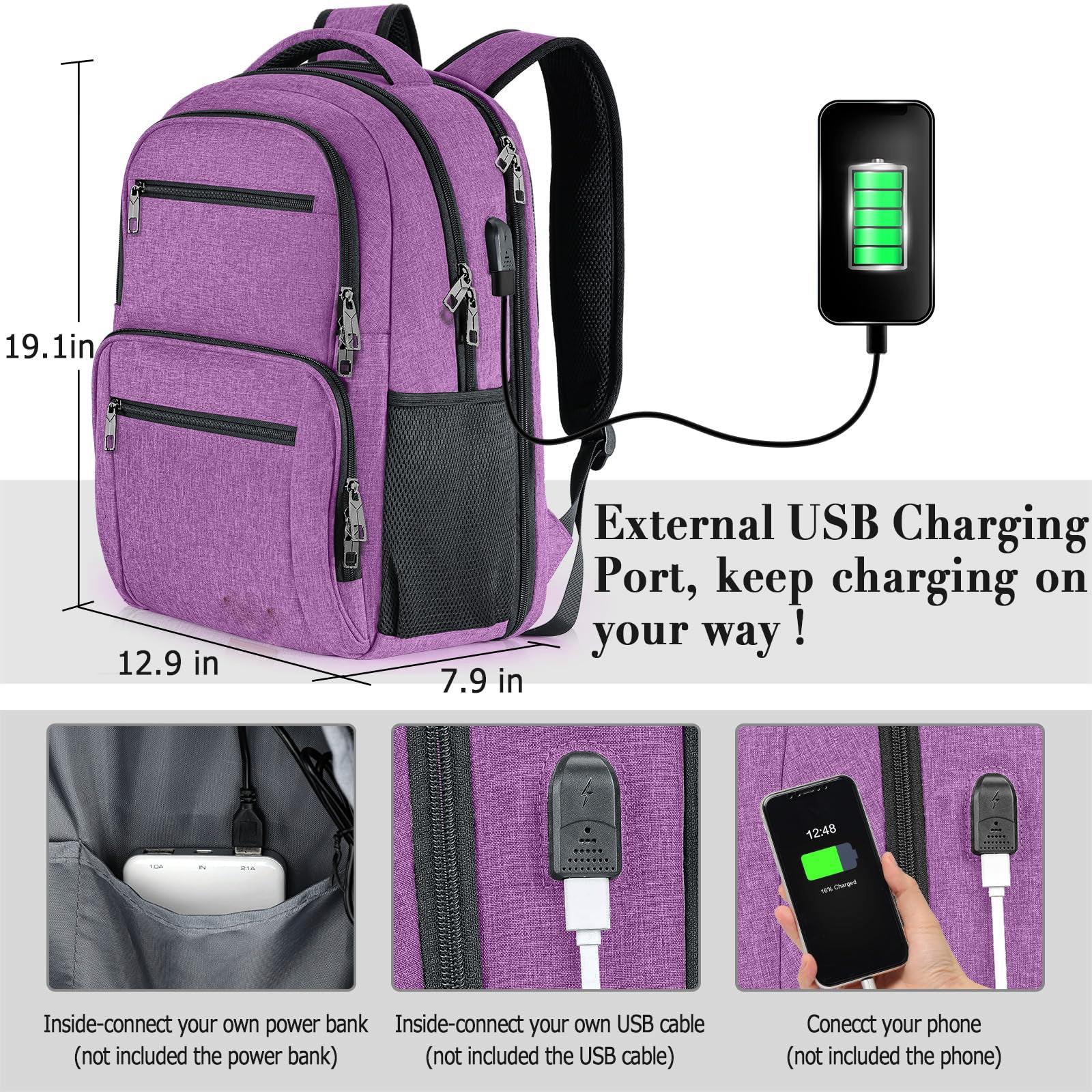 Only-bags.store Sac à dos, sac à dos scolaire imperméable pour ordinateur portable avec port de charge USB, sac à dos de voyage et de randonnée  