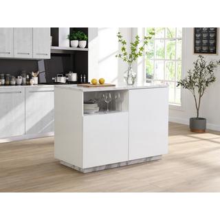 Vente-unique  Isola centrale da cucina con 2 ante e 1 nicchia in MDF Effetto marmo Bianco - CORELINA 