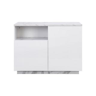 Vente-unique  Isola centrale da cucina con 2 ante e 1 nicchia in MDF Effetto marmo Bianco - CORELINA 