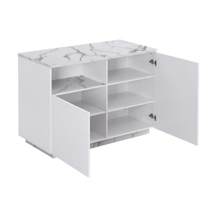 Vente-unique  Kücheninsel mit 2 Türen & 1 Ablagefach aus MDF - Marmor-Optik Weiß - CORELINA 