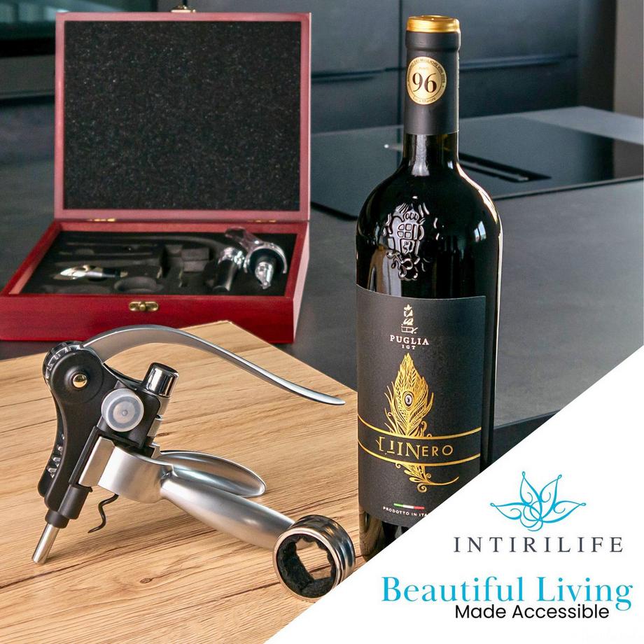 Intirilife Set Da Sommelier Con Apribottiglie, Cavatappi E Versatore  