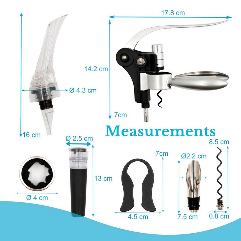 Intirilife Set Da Sommelier Con Apribottiglie, Cavatappi E Versatore  