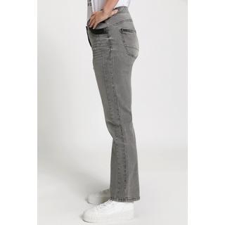 Ulla Popken  Jeans Sammy, schmale 5-Pocket-Form, Lederoptik-Details 