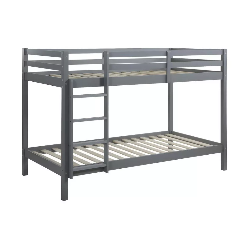 Vente-unique - Lits superposés ANICET II Pin Massif, 90X190CM, Gris