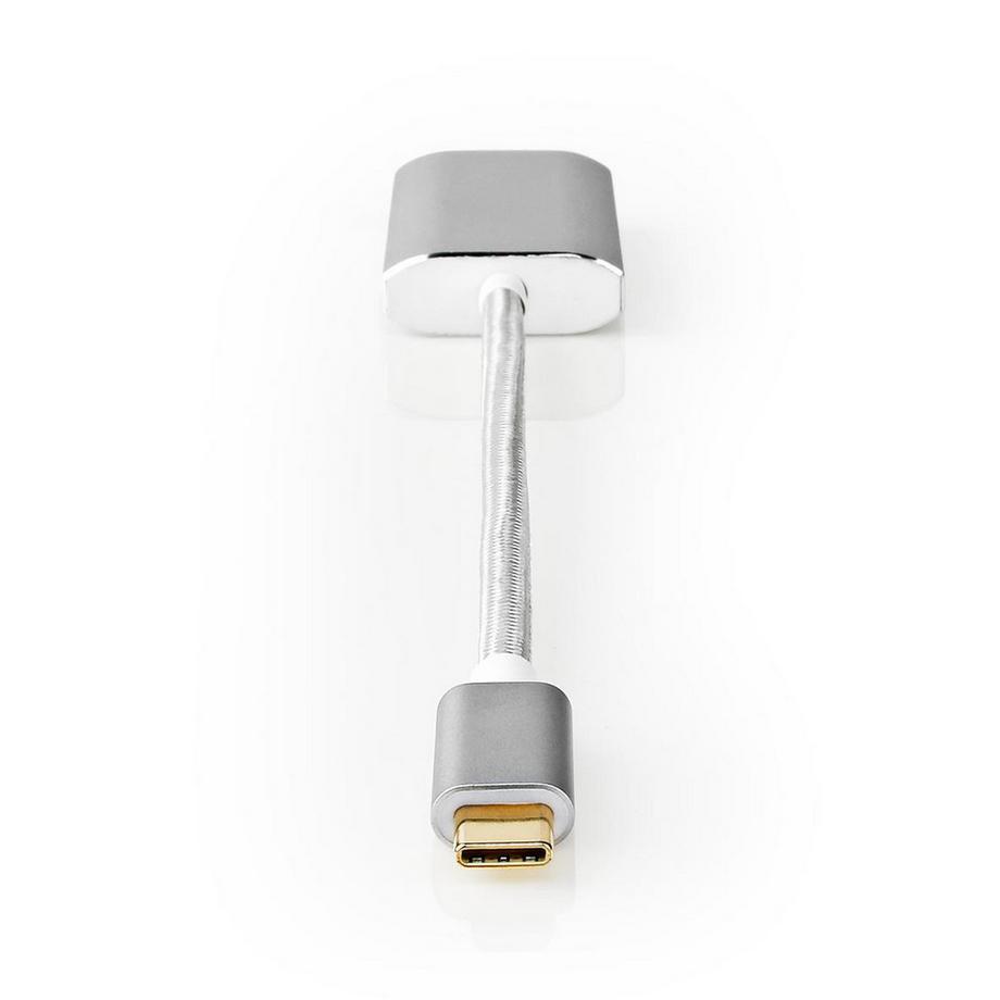 Nedis  Adattatore USB-C™ | USB 3.2 Gen 1 | USB-C™ Maschio | HDMI™ Femmina | 4K@60Hz | Erogazione di potenza | 0,20 m | Rotondo | Placcato oro | Intrecciato / Nylon | Argento | Scatola con finestra coperta 