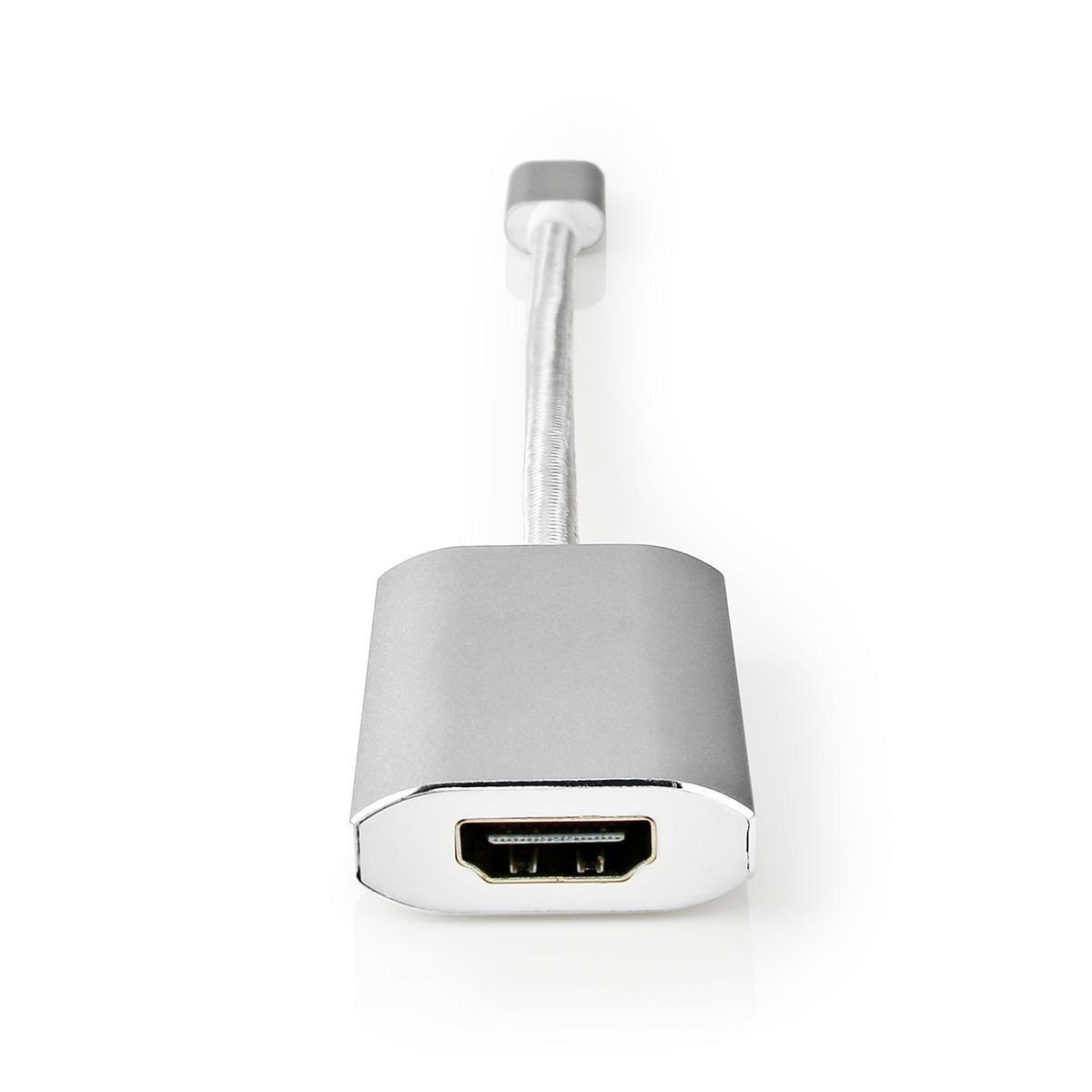 Nedis  Adattatore USB-C™ | USB 3.2 Gen 1 | USB-C™ Maschio | HDMI™ Femmina | 4K@60Hz | Erogazione di potenza | 0,20 m | Rotondo | Placcato oro | Intrecciato / Nylon | Argento | Scatola con finestra coperta 