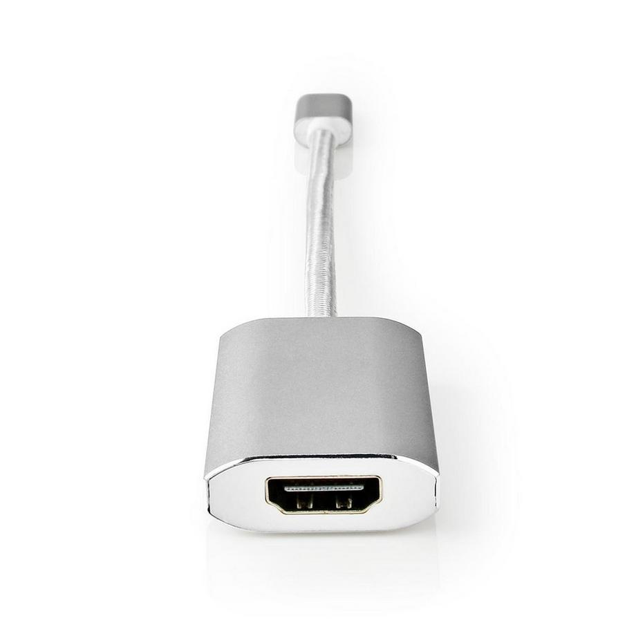 Nedis  Adattatore USB-C™ | USB 3.2 Gen 1 | USB-C™ Maschio | HDMI™ Femmina | 4K@60Hz | Erogazione di potenza | 0,20 m | Rotondo | Placcato oro | Intrecciato / Nylon | Argento | Scatola con finestra coperta 