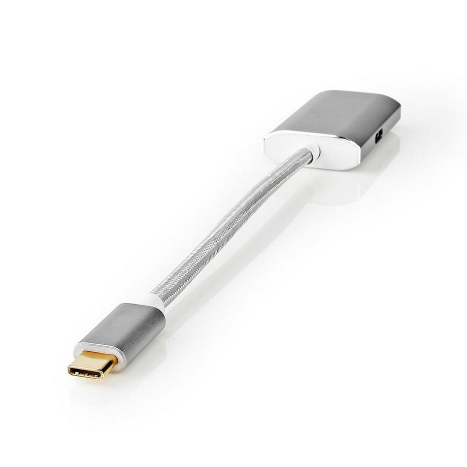 Nedis  Adattatore USB-C™ | USB 3.2 Gen 1 | USB-C™ Maschio | HDMI™ Femmina | 4K@60Hz | Erogazione di potenza | 0,20 m | Rotondo | Placcato oro | Intrecciato / Nylon | Argento | Scatola con finestra coperta 