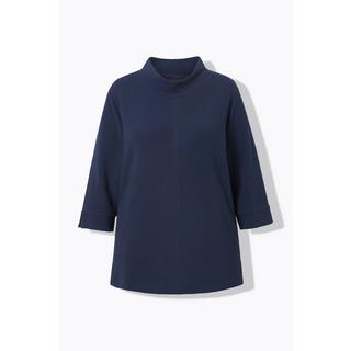 Ulla Popken  Sweat-shirt, maille côtelée horizontale et verticale, col montant et manches 3/4 