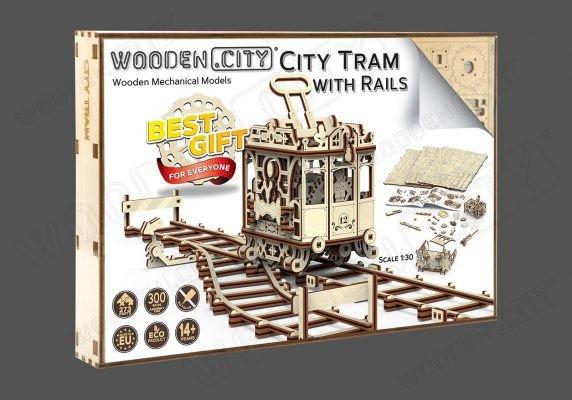 Wooden City  Stadtbahn mit Schienen 