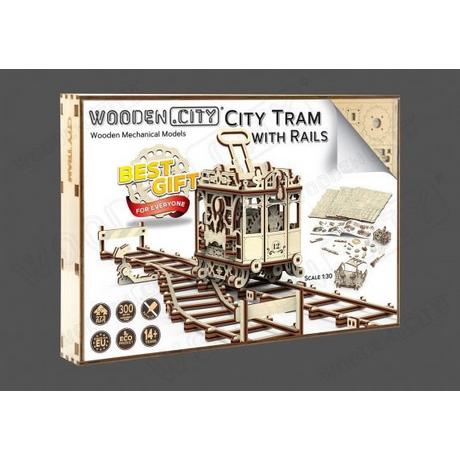 Wooden City  Stadtbahn mit Schienen 