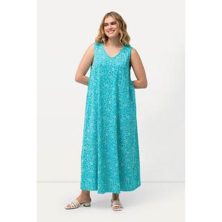 Ulla Popken  Robe maxi sans manches. Imprimé, décolleté en V et silhouette en A évasée. 