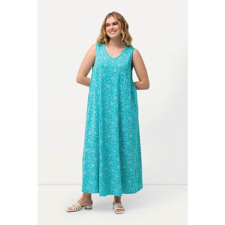 Ulla Popken  Robe maxi sans manches. Imprimé, décolleté en V et silhouette en A évasée. 