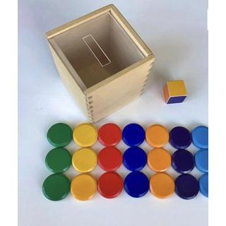 Montessori  Sorter aus Holz, Spielzeug mit Regenbogenmünzen - Rainbow Coins Montessori® Spass am Lernen 