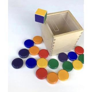 Montessori  Sorter aus Holz, Spielzeug mit Regenbogenmünzen - Rainbow Coins Montessori® Spass am Lernen 