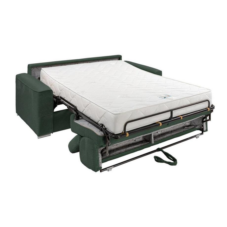 Vente-unique Canapé 4 places convertible express en velours côtelé vert - Couchage 160 cm - Matelas 22 cm mémoire de forme - VIZIR  