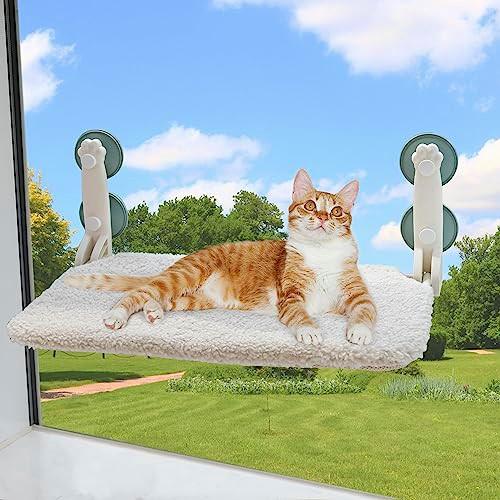 Alopini  Fenêtre de lit pour chat hamac pliable fenêtre pour chat rebord de fenêtre pour chat avec ventouses stables jusqu'à 18 kg, 52x30x20cm 