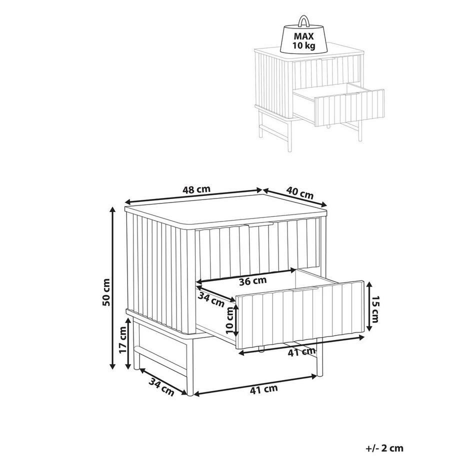 Beliani Table de nuit à 2 tiroirs en MDF  GLASTONBURY  