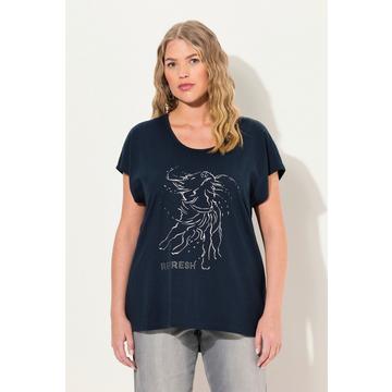 T-shirt dal taglio oversize con design metallico con animale, scollo a girocollo e mezze maniche