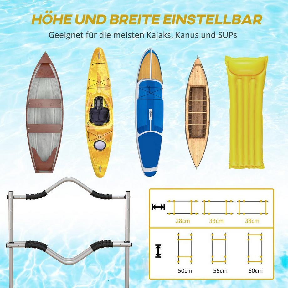Northio  Kajakwagen Verstellbarer Kanuwagen Bootswagen Surfwagen Bootstrailer Mit Spanngurt Für Kanu, Surfboard, Paddelboards, Alu, Gelb 