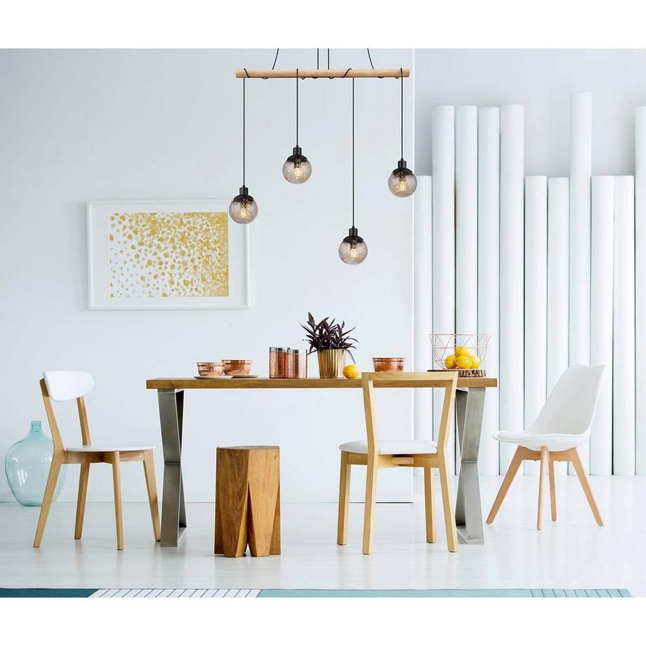 mutoni Lampe à suspension Richard métal noir mat 4xE27  