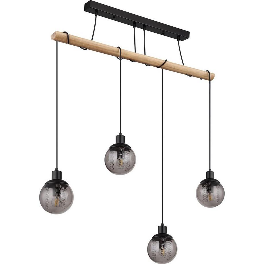 mutoni Lampe à suspension Richard métal noir mat 4xE27  