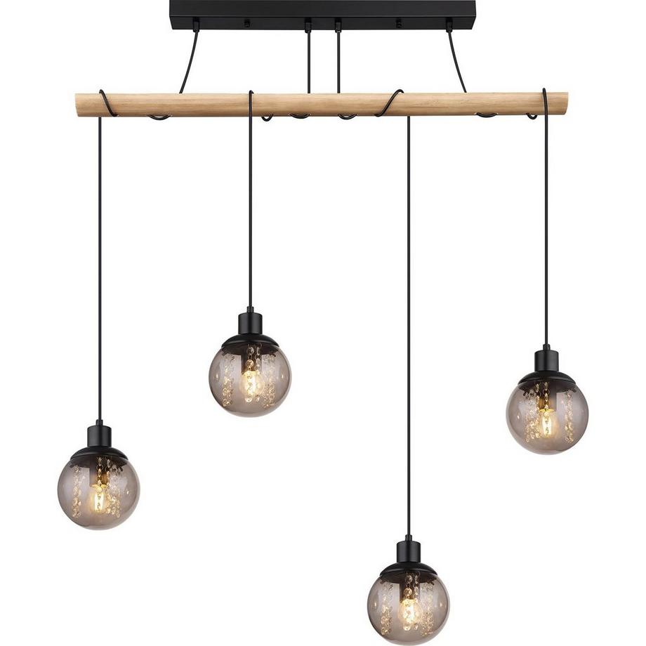 mutoni Lampe à suspension Richard métal noir mat 4xE27  