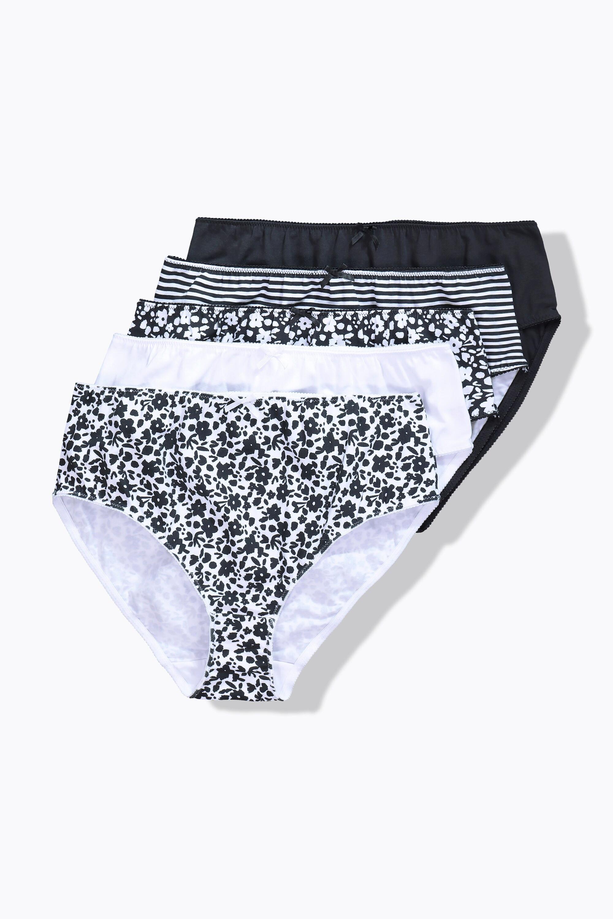 Ulla Popken Slip Midi Confezione da 5 Fiori Tinta Unita  