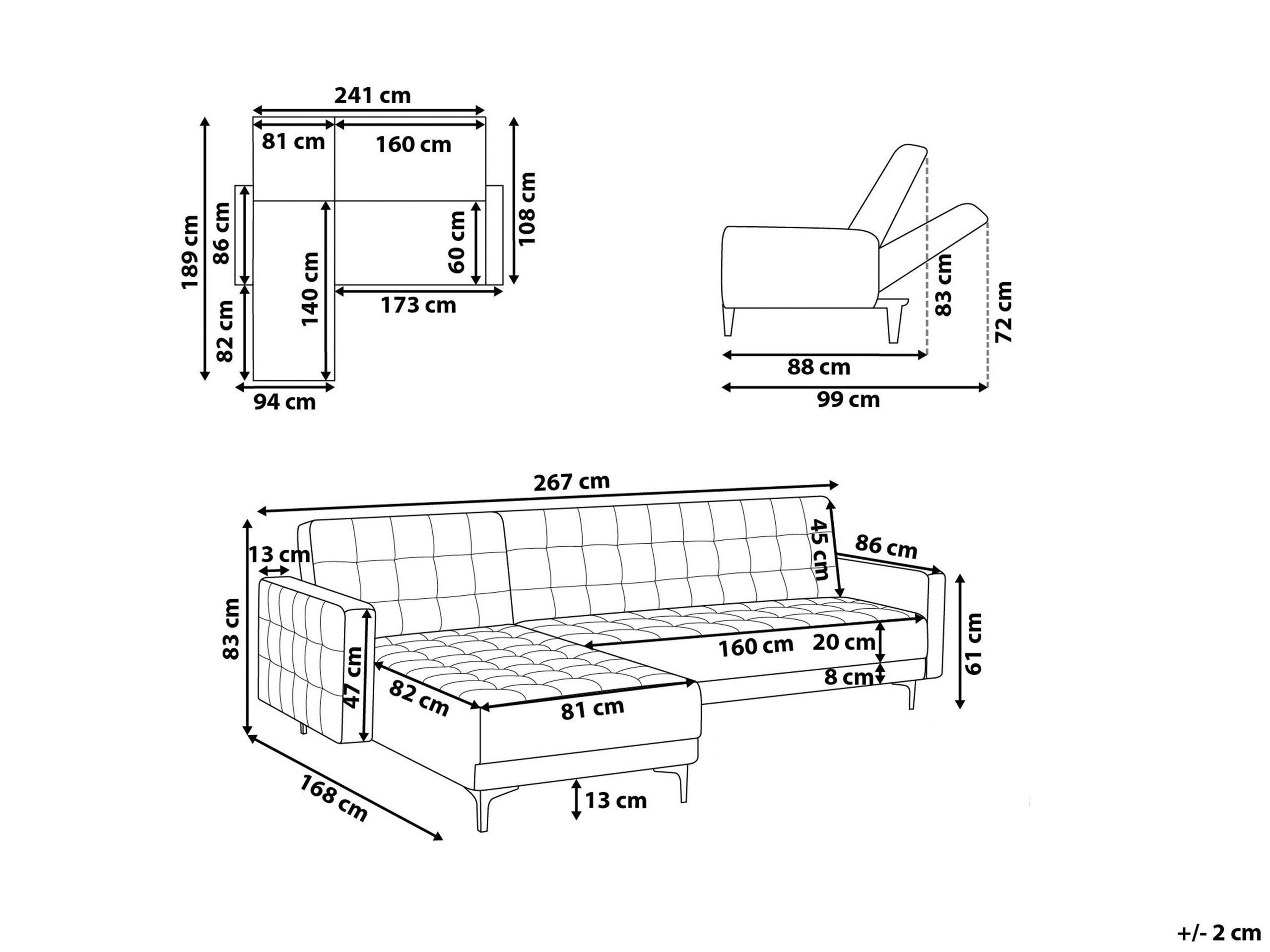 Beliani Ecksofa aus Samtstoff Modern ABERDEEN  