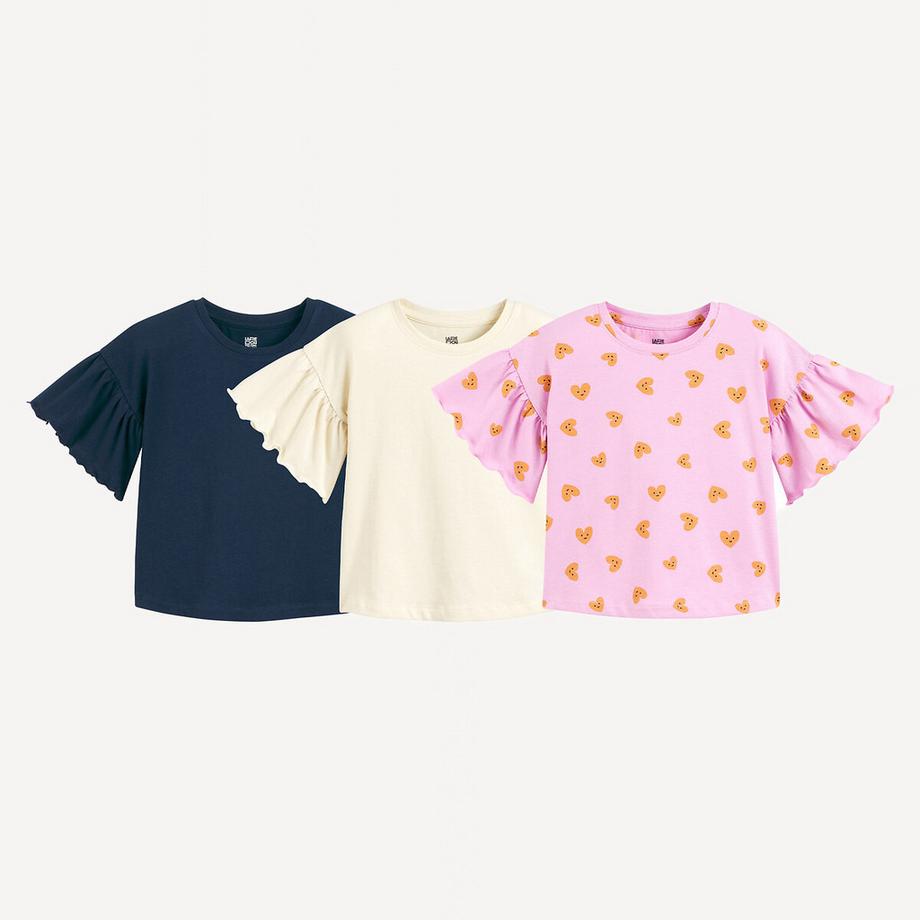 La Redoute Collections  Lot de 3 T-shirts à manches courtes volantées 