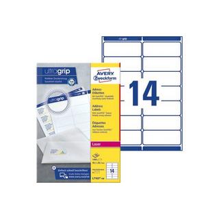 Avery-Zweckform AVERY ZWECKFORM Adressetiketten 99,1x38,1mm L7163-100 weiss 1400 Stk./100 Blatt  