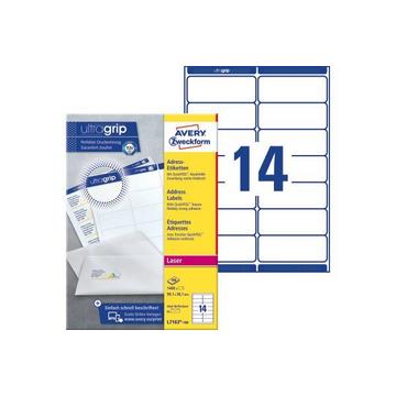 AVERY ZWECKFORM Adressetiketten 99,1x38,1mm L7163-100 weiss 1400 Stk./100 Blatt