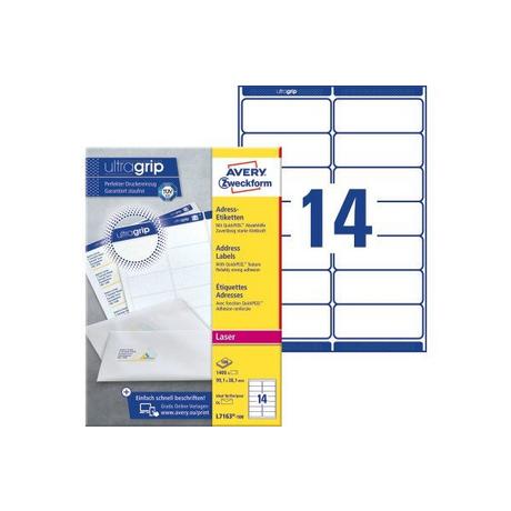 Avery-Zweckform AVERY ZWECKFORM Adressetiketten 99,1x38,1mm L7163-100 weiss 1400 Stk./100 Blatt  