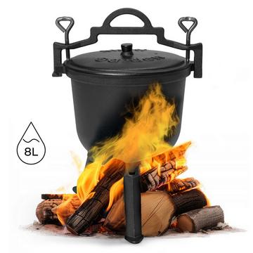 Gusseiserner Standkessel 8L, Jägertopf, Lagerfeuergrill, MultiGarden