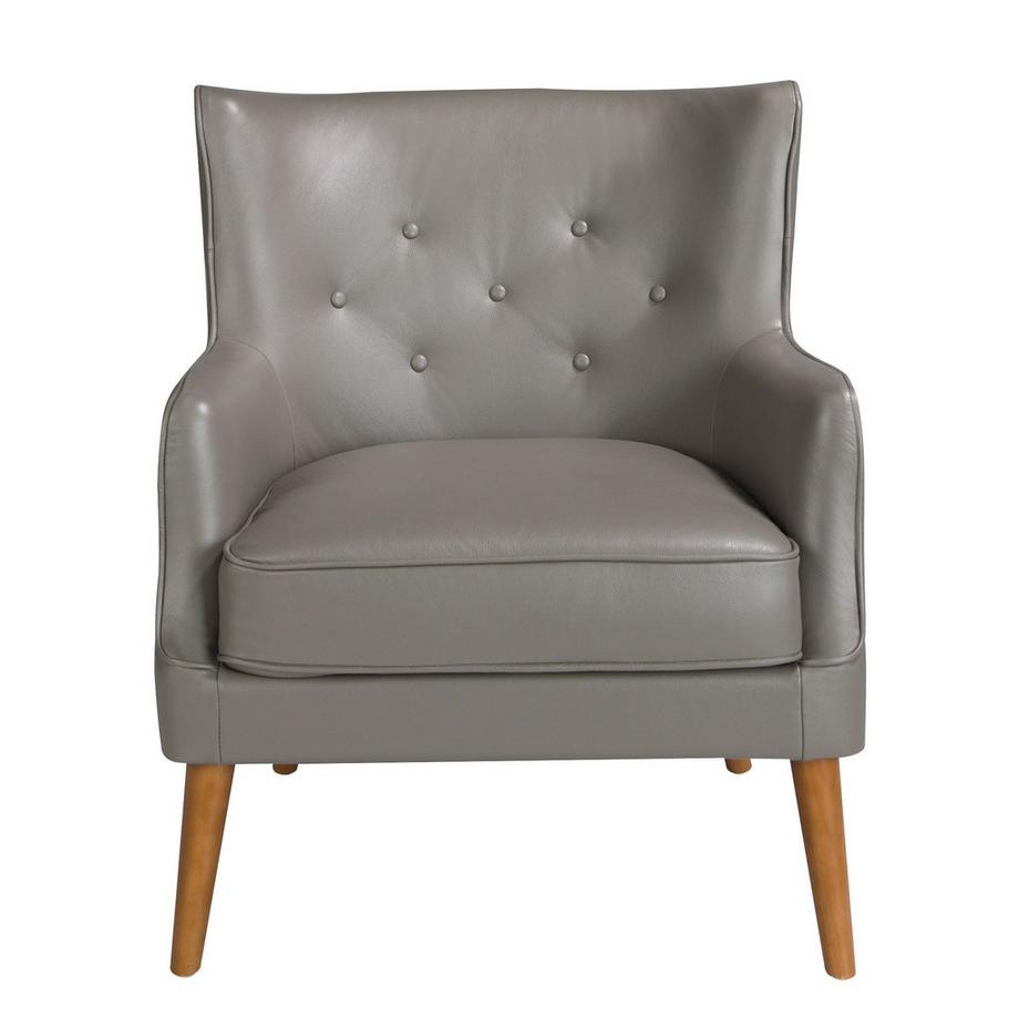 ANGEL CERDA Fauteuil Chester cuir gris foncé  