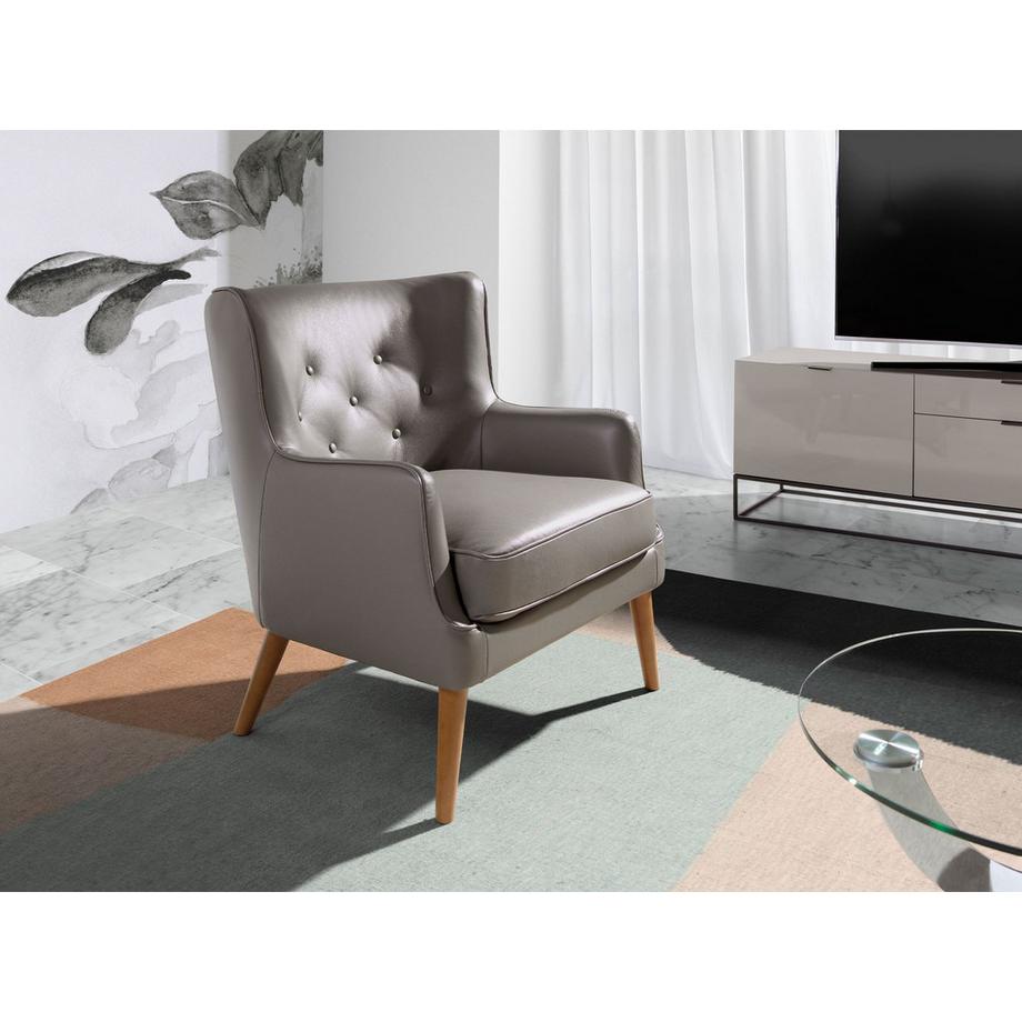 ANGEL CERDA Fauteuil Chester cuir gris foncé  