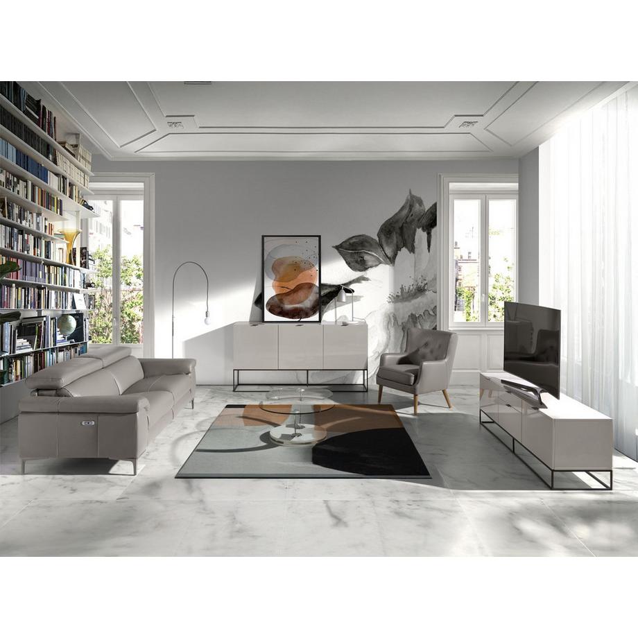 ANGEL CERDA Fauteuil Chester cuir gris foncé  