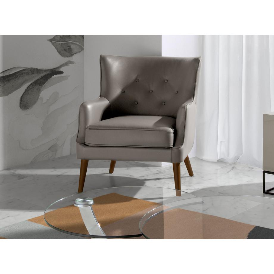 ANGEL CERDA Fauteuil Chester cuir gris foncé  