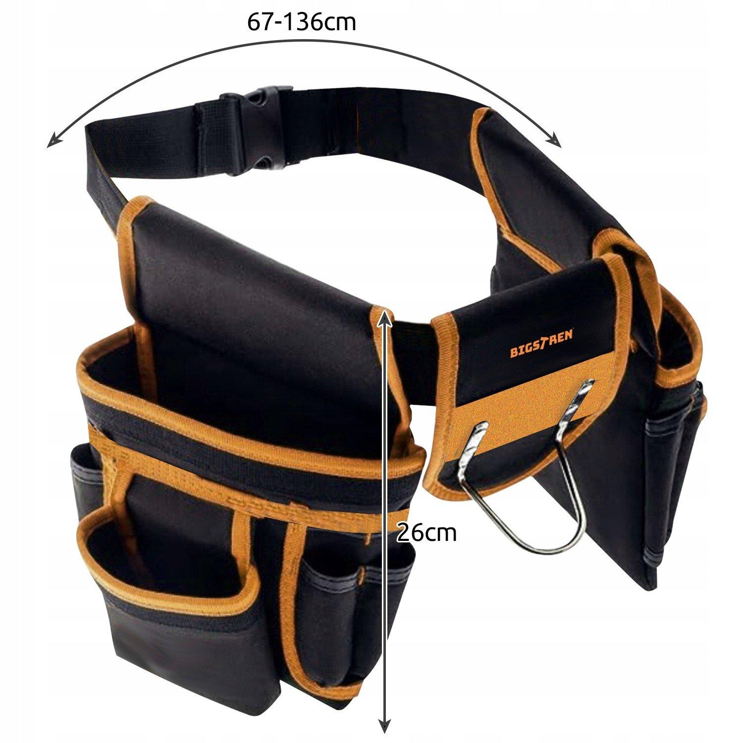 Bigstren  Ceinture à outils - 22 poches - noire et jaune 