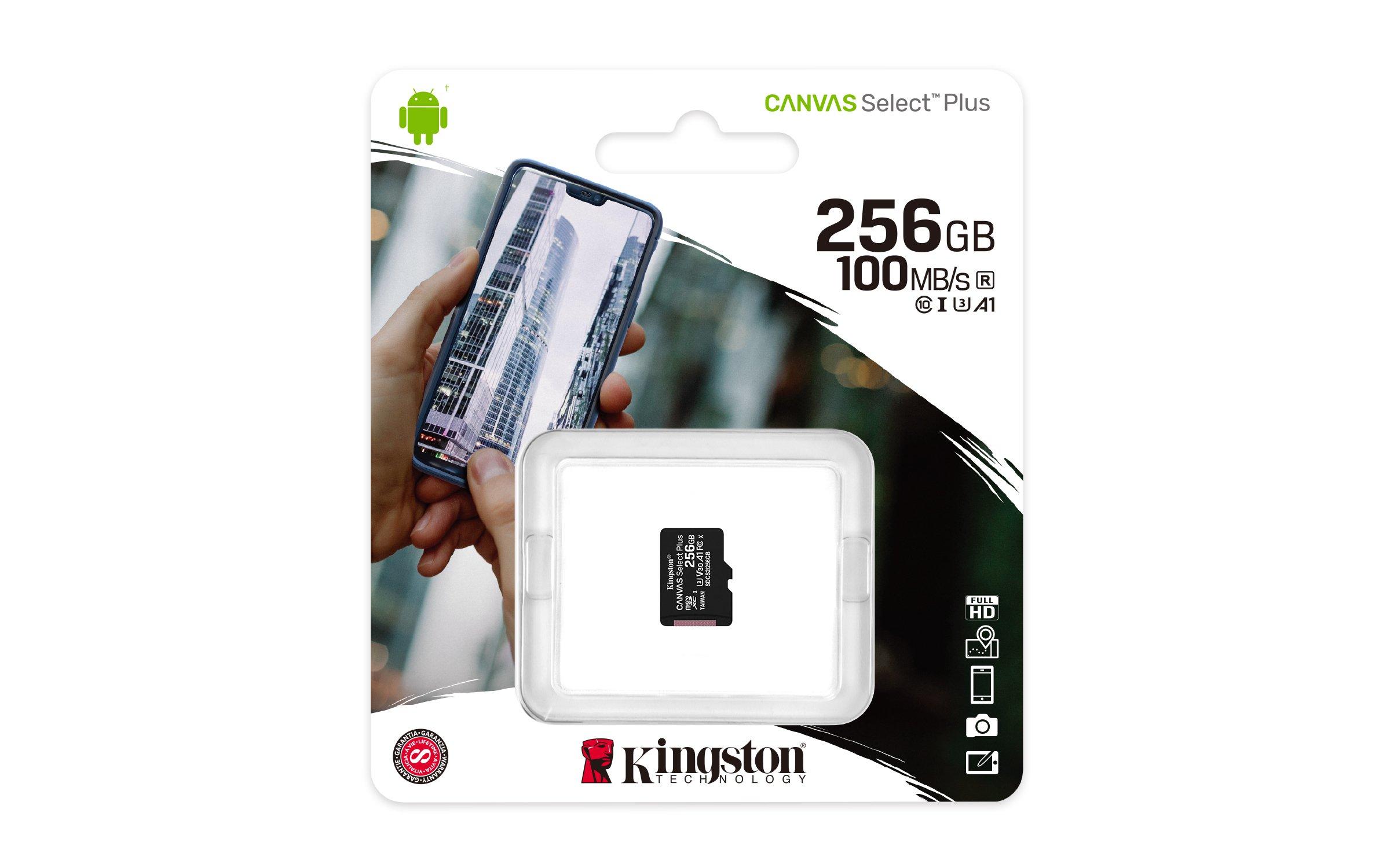 Kingston  256GB MICROSDXC CANVAS SELECT 100R A1 C10 SP W/O ADAPTER 