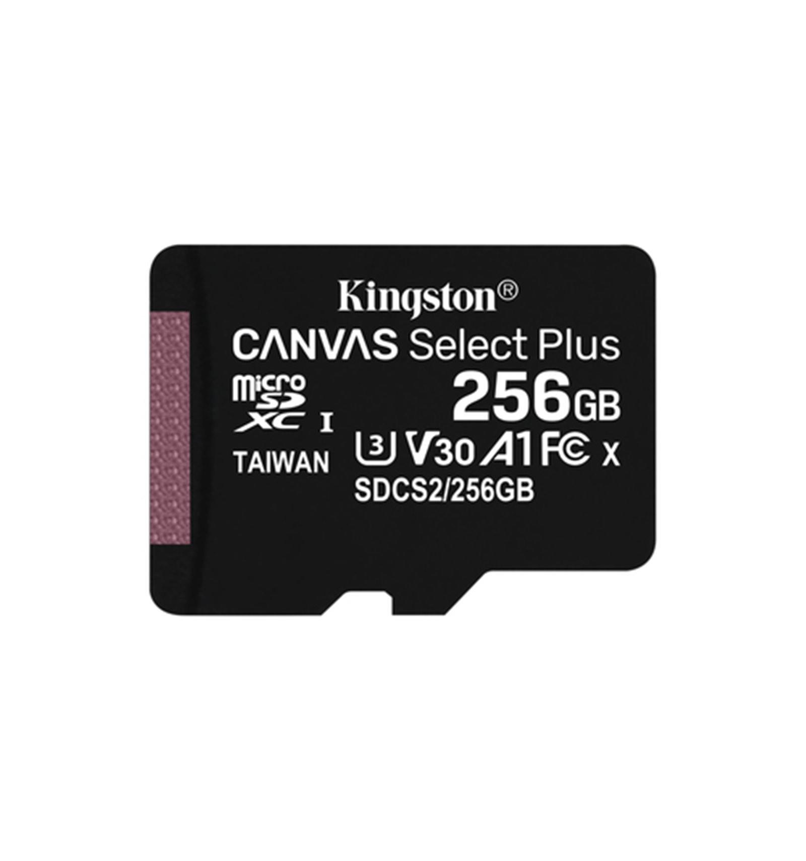 Kingston  Kingston Technology Scheda micSDXC Canvas Select Plus 100R A1 C10 da 256GB confezione singola senza adattatore 