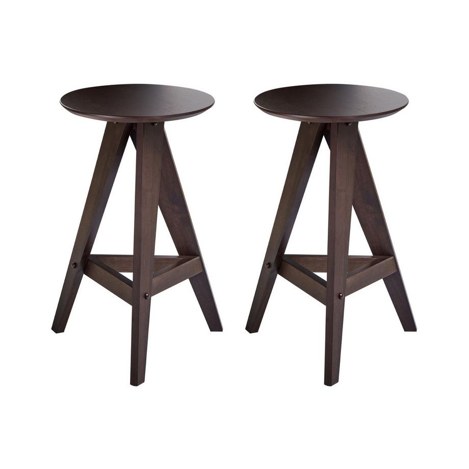 Set mit 2 Barhockern aus Gummibaumholz Klassisch AROMA