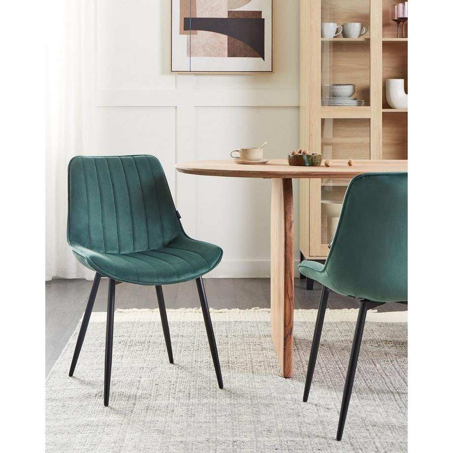 Beliani Lot de 2 chaises de salle à manger en Velours Rétro DUBROVNIK  