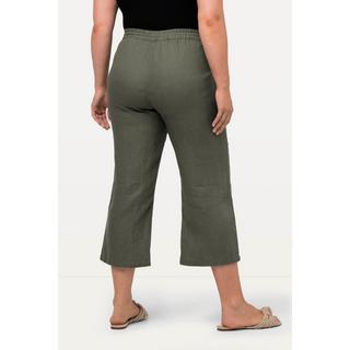 Ulla Popken  Pantaloni di lino a 7/8 naturalmente freschi con cintura elastica 