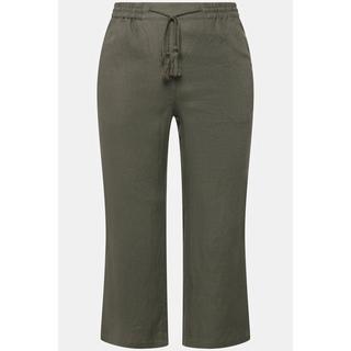 Ulla Popken  Pantalon en lin 7/8 à taille élastique. Naturellement respirant 