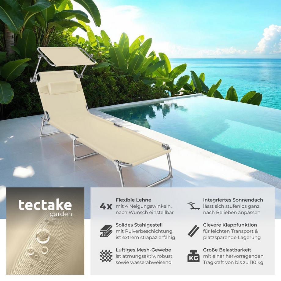 Tectake Lot de 2 transats de jardin en acier CHLOÉ pliable  