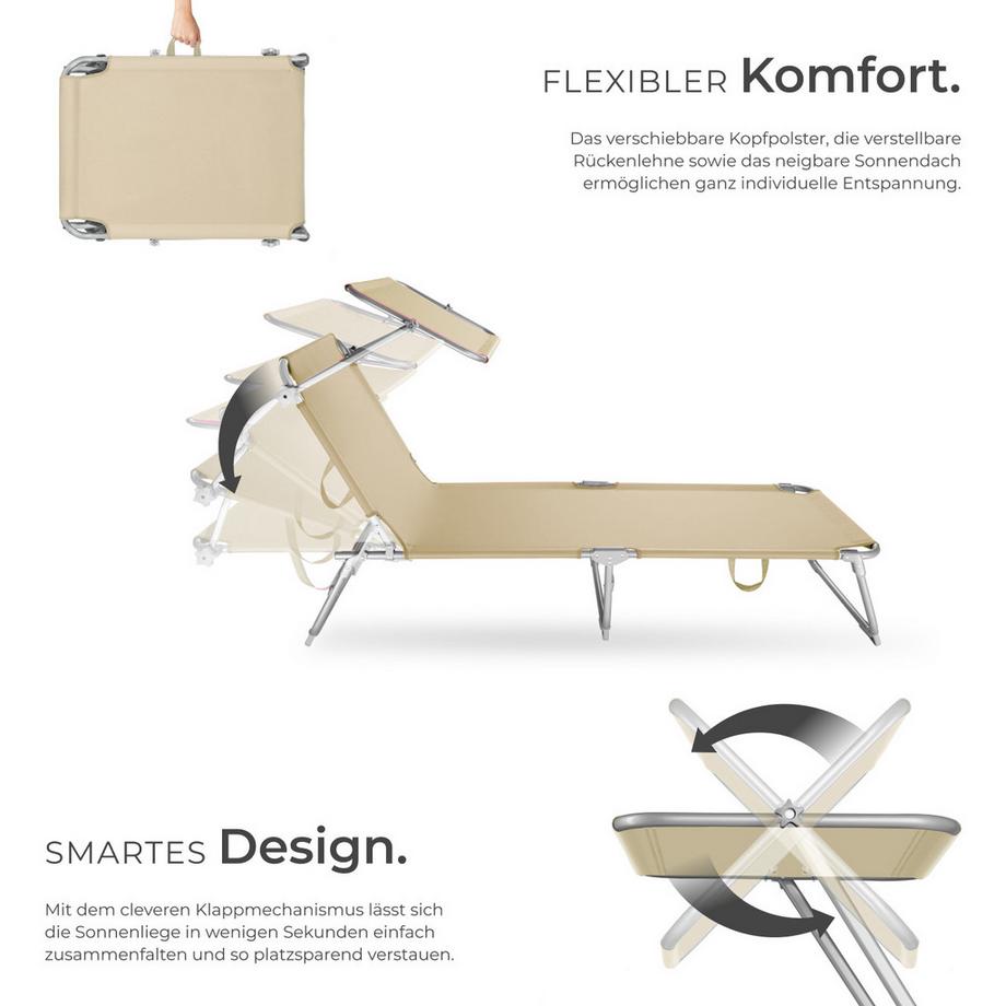 Tectake Lot de 2 transats de jardin en acier CHLOÉ pliable  