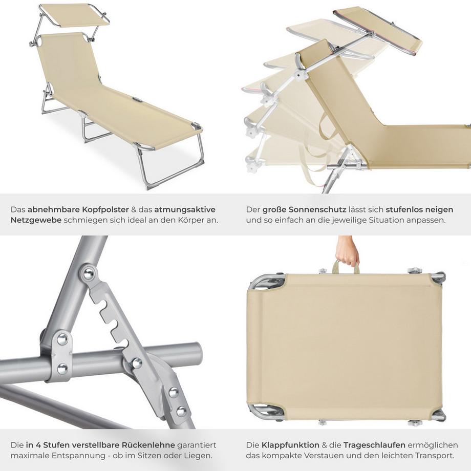 Tectake Lot de 2 transats de jardin en acier CHLOÉ pliable  