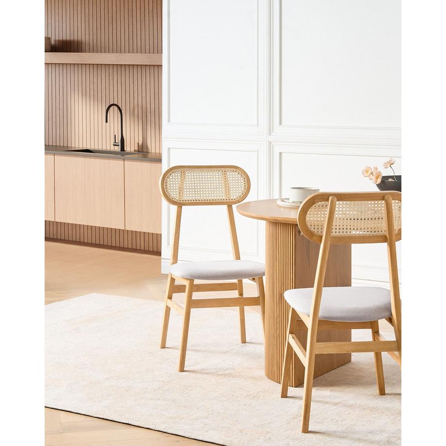 Beliani Lot de 2 chaises de salle à manger en Bois d'hévéa Boho FALLON  