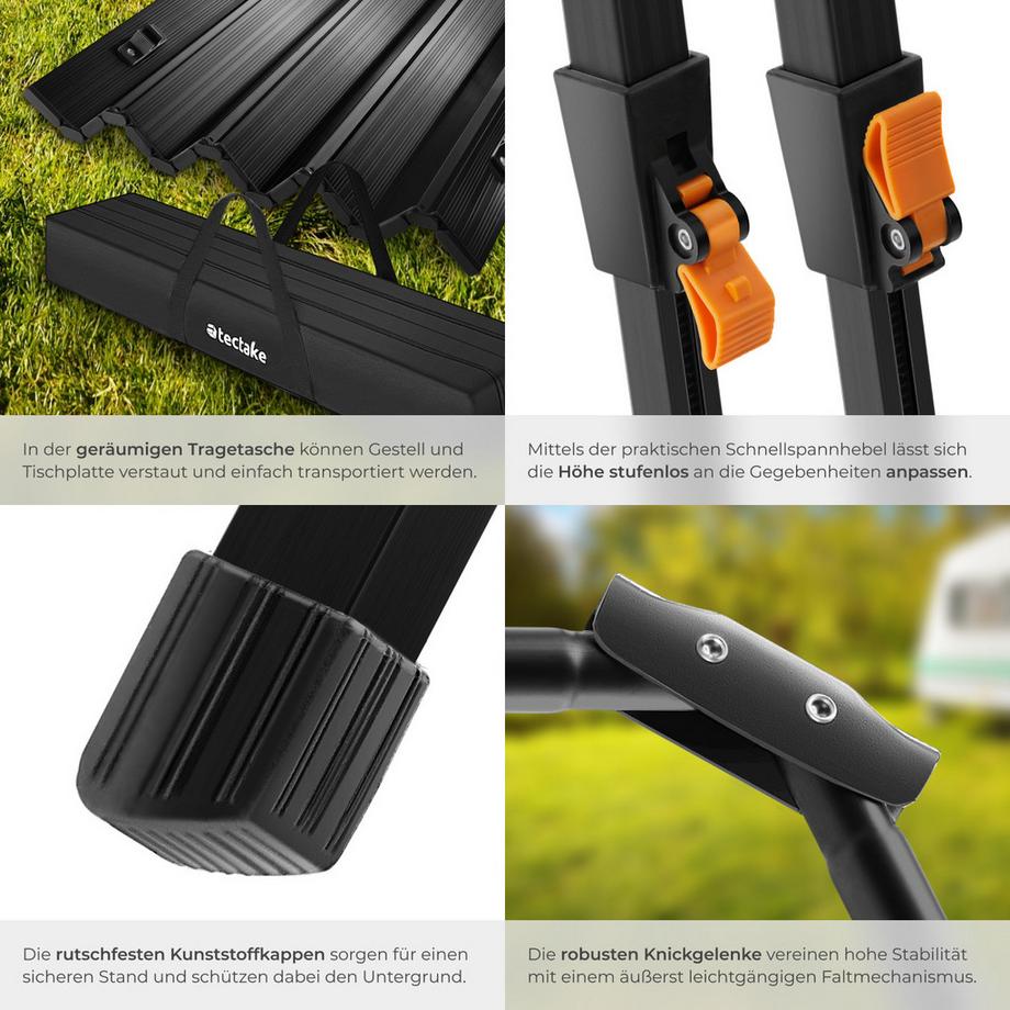 Tectake  Campingtisch Tina faltbar aus Aluminium 